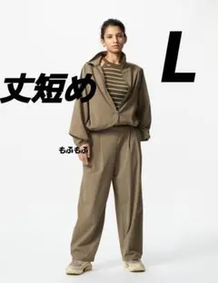 UNIQLO ウルトラストレッチアクティブワイドパンツ カーキ 丈短め L