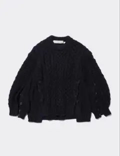 美品　GU×rokh ケーブルセーター　ニット　ネイビー　L