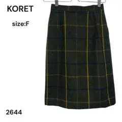 KORET コレット　スカート　ひざ丈　チェック　FREE レナウン　裏地有りのサムネイル