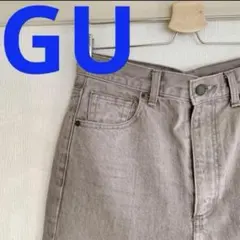 GU ジーユー　ハイウエスト　ストレートジーンズ　デニム　ブラウン　Lサイズ