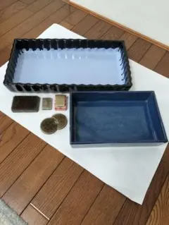 陶器製長形花器 大・中2セット＆剣山４種