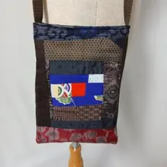 み*マ様 着物リメイク　大島紬や絣パッチワークミニショルダーバッグ　(スマホショ