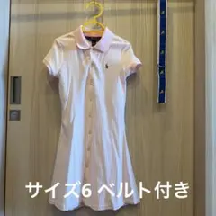 Polo Ralph Lauren 半袖ポロワンピース ピンク ストライプ