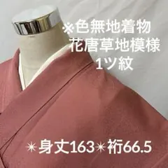 色無地 花唐草地模様 1ツ紋 正絹 広衿 袷YK-908