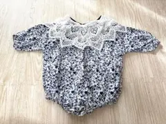 【2点セット】花柄　ロンパース　レース　スタイ　韓国子供服　70