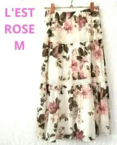 L'EST ROSE レストローズ フラワープリント 花柄 フレアスカート M