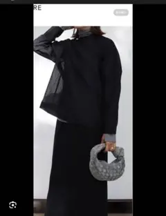 machatt シアーチェックブラウス　黒のサムネイル