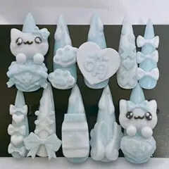 ネイルチップ　地雷系　サブカル系　ゴテゴテ　黒　量産　ギャル　Y2K 018