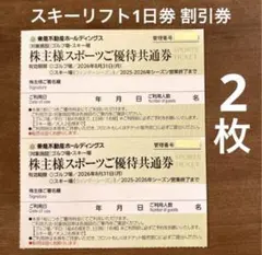 【普通郵便2枚】スキー リフト 割引券 東急不動産 スポーツ たんばら 勝山