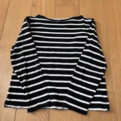 UNIQLO M 黒と白のストライプ長袖Tシャツ