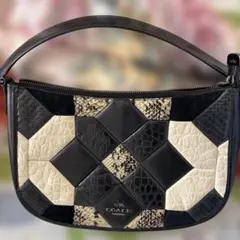 未使用品　COACH コーチ パッチワーク ショルダー　ハンドバッグ　クロコ