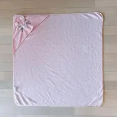 フード付き ふわふわブランケット ピンク 80×80