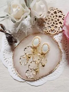 ハンドメイドイヤリング　(NO.14) 2WAYホワイト