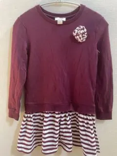 kate spade 長袖ワンピース ワインレッド ストライプ 140サイズ