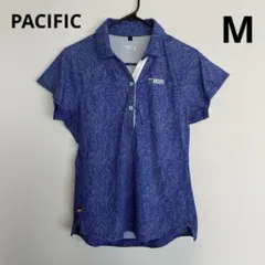 パシフィック テニスウェア 半袖シャツ 総柄 ストレッチ 青 爽やかのサムネイル