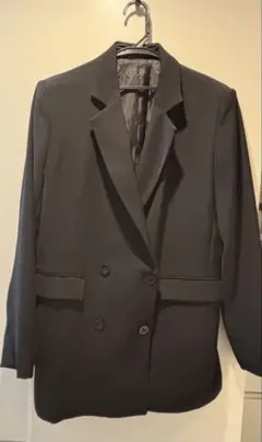 ブラック ダブルブレスト テーラードジャケット