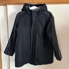 ブラックコート フード付き チェック裏地