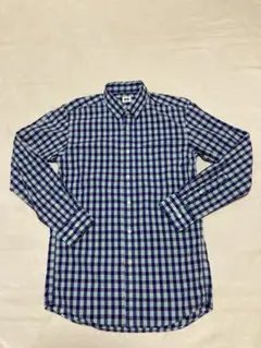 ユニクロメンズコットン100％長袖シャツ〔S〕平置き身幅51㎝ 美品 最終値