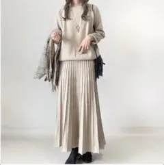 3L セットアップ ニット セーター ロング スカート プリーツ　長袖　ｂ4