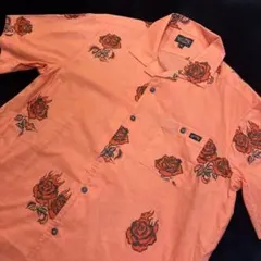 BILLABONG ビラボン アロハシャツ 薔薇柄 サーモンピンク ローズのサムネイル