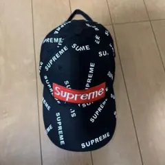 Supreme 総柄 ロゴ キャンプキャップ ブラック