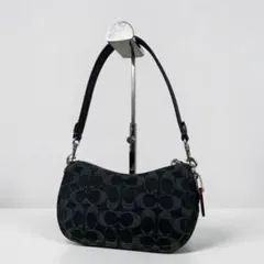 極美品 Coach コーチ テリ アクセサリーポーチ シグネチャー ダークグレー