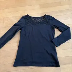 黒いレースデザイン長袖Tシャツ LLサイズ