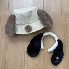 USJ ユニバ SNOOPY スヌーピー カチューシャ バケットハット ベージュ