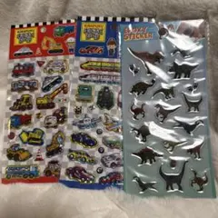キラぷくシール　かっこいい乗り物 3枚セット　ステッカー　セリア