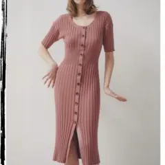 SNIDEL ワイドリブ前あきニットワンピース