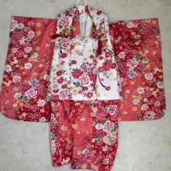 七五三 被布セット 3歳用 赤・白 花柄のサムネイル