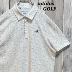 アディダス　ゴルフ　ポロシャツ 半袖　総柄　ホワイト系