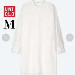 UNIQLO ユニクロ コットン チュニック ロング シャツ M ホワイト