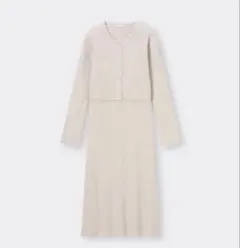 GU マルチウェイリブニットワンピース　長袖　カーディガン　L M