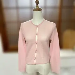 シールームリン　ピンク ボタン付き 長袖カーディガン