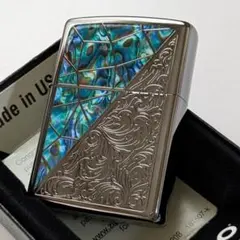 ホワイトマーブル✧アラベスクzippo ブラックニッケル 新品 送料無料 