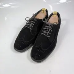 未使用】大塚製靴 ハッシュパピー スエード ウイングチップ 黒 25cm 撥 