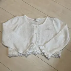 any fam ホワイトレース付きカーディガン120