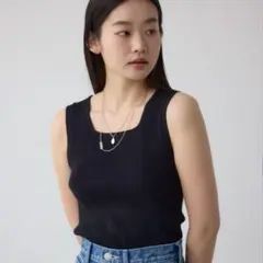 未使用★AZUL by moussy スクエアネックリブタンクトップ