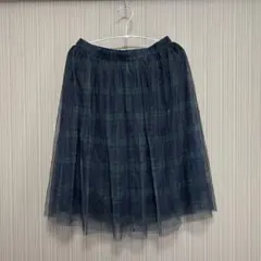 earth ダークグリーンチェック フレアスカート