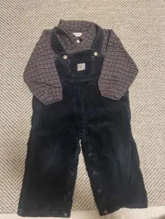 ファイブキッズ　コーデュロイ　チェックシャツ　つなぎ　オーバーオール