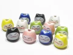 猫　フェイス　小さめ　穴あり　トンボ玉　１２個セット！