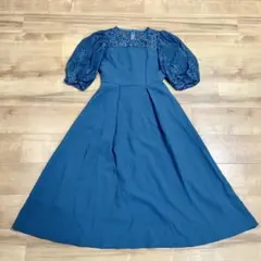 GIRL レースワンピース ドレス ブルー S 結婚式 パーティー