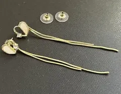 ピアス ゴールド ハート クリスタル ロング タッセル #C690-2