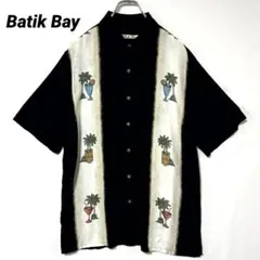 T-1803 Batik Bay アロハシャツ カクテル柄 パームツリー半袖M黒のサムネイル