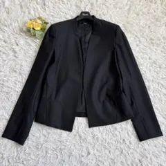未使用級 23年♡セオリー ノーカラージャケット 黒 ストレッチ 4/ L