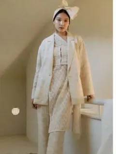 botanical jacquard back ribbon jacketセット