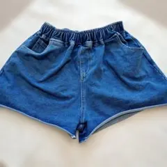 140 女の子　デニムハーフパンツ ゴムウエスト