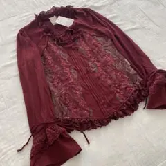【新品未使用】Rozen Kavalier 花柄 レース トップス ワインレッドのサムネイル