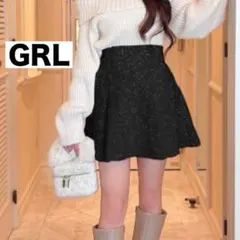 【GRL】インパン裏地付き ツイード スパンコール ミニスカート